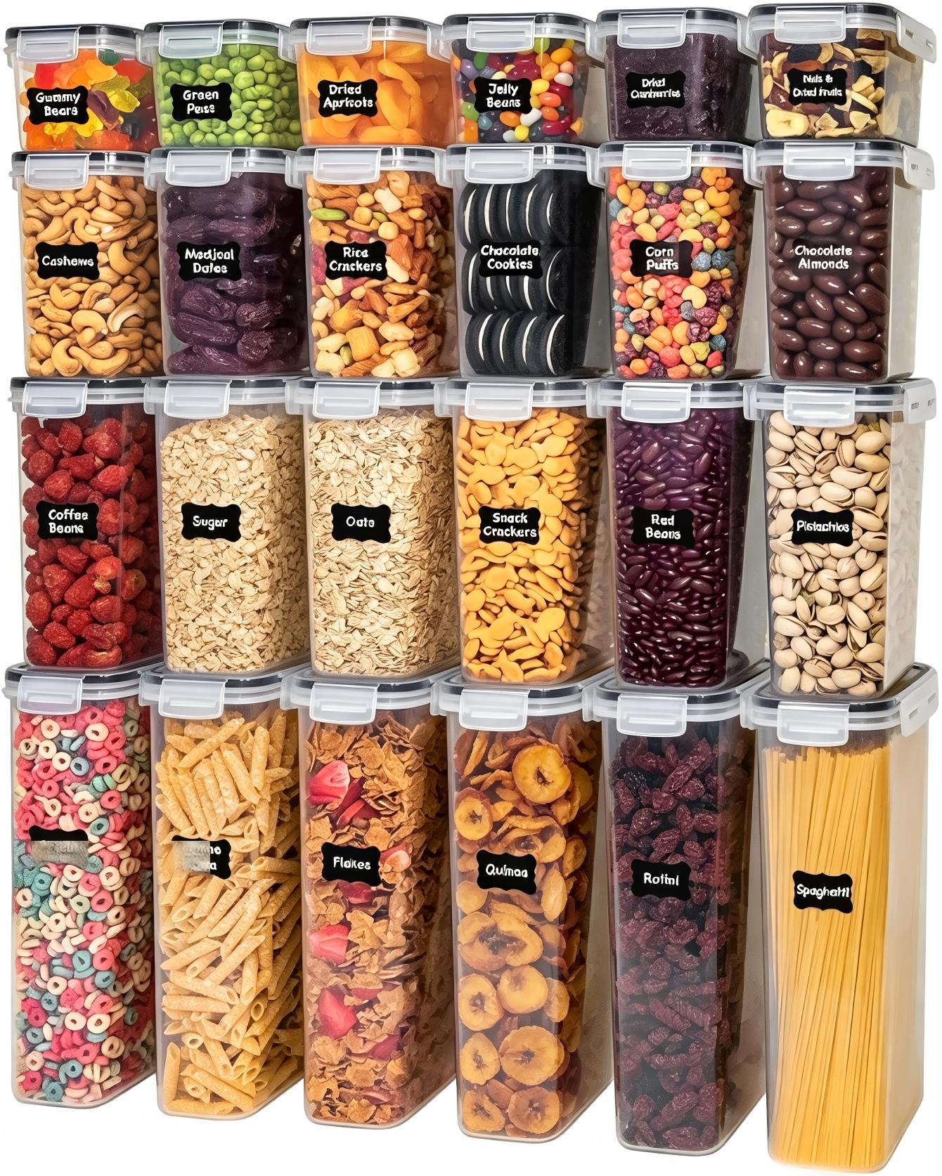 Food Storage Jar Labels - Food storage containers with lids, 24-piece