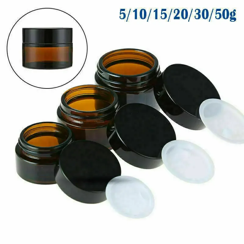 Food Storage Glass Box - 2pcs 5ml/10ml/15ml/20ml/30ml/50ml Glass Amber Cosmetic Face