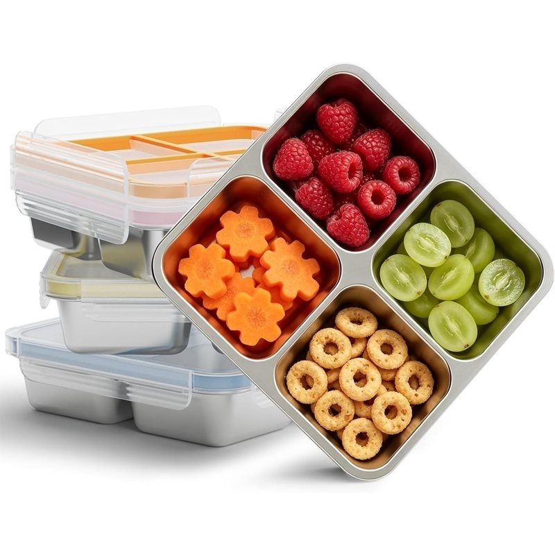 Food Storage Stainless Steel Containers - GIGI 4Pack Stainless Steel Snack Containers,4