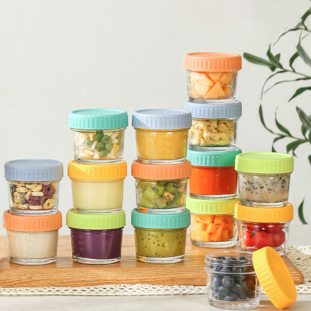 Food Storage Glass Box - 6pcs Glass Baby Food Jar Reusable