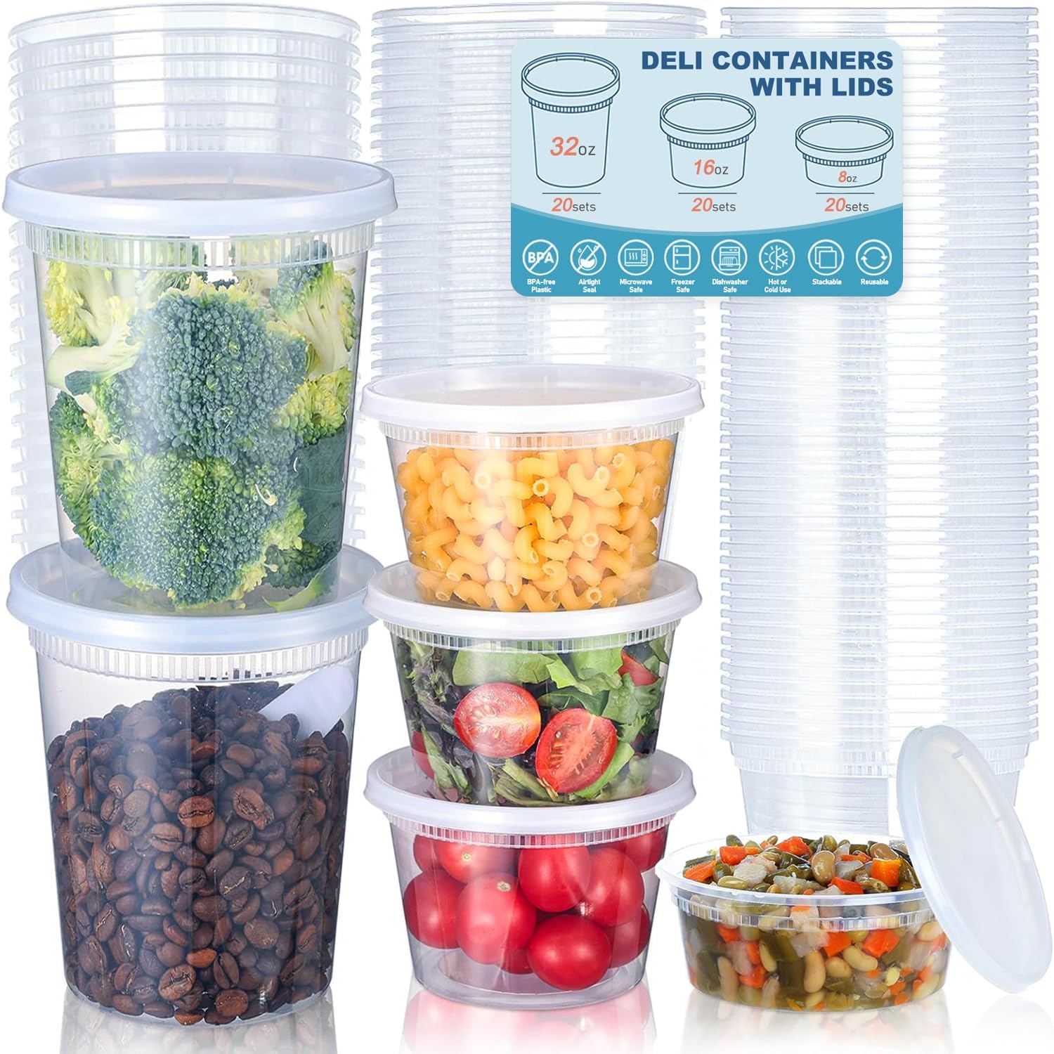 Food Storage Meals - 24pcs Deli Food Storage Containers with