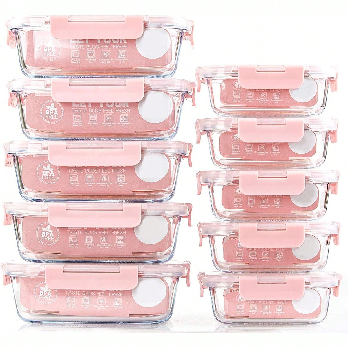 Food Storage Glass Box - 10 Pack Glass Meal Prep Containers,