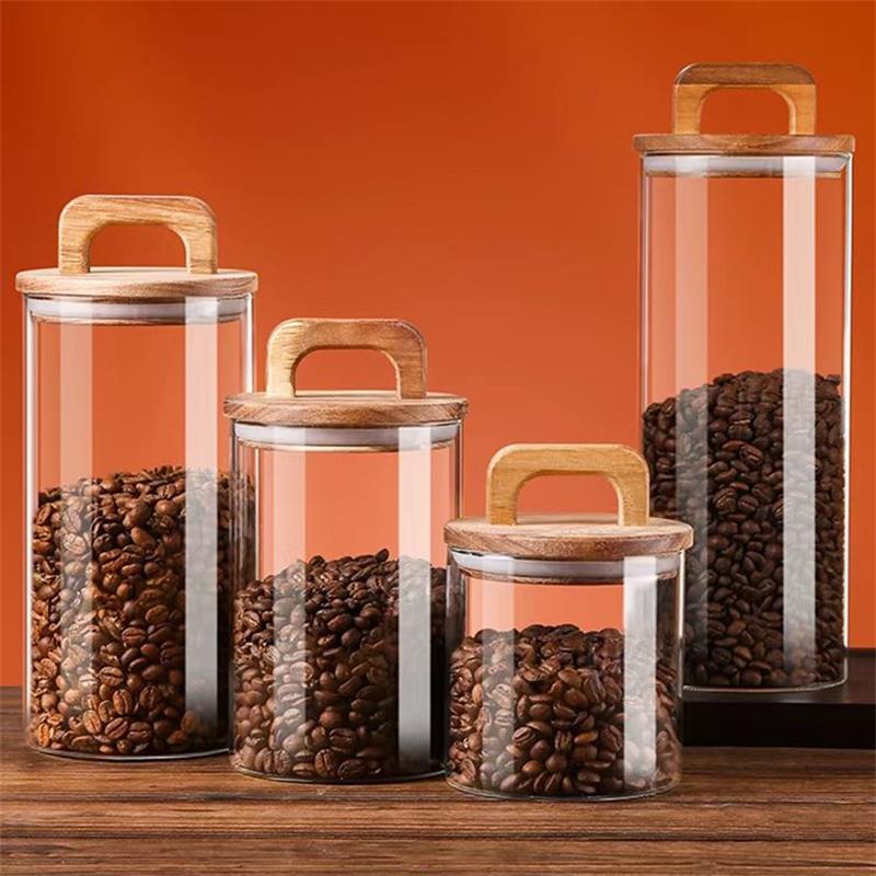 Food Storage Glass Box - Clear Glass Jar with Bamboo Lid
