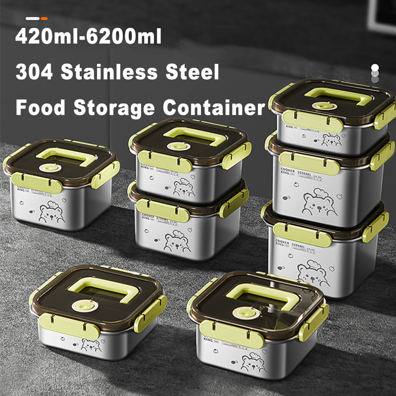 Food Storage Stainless Steel Containers - COOKER KING 420ml-6200ml Large Capacity Stainless