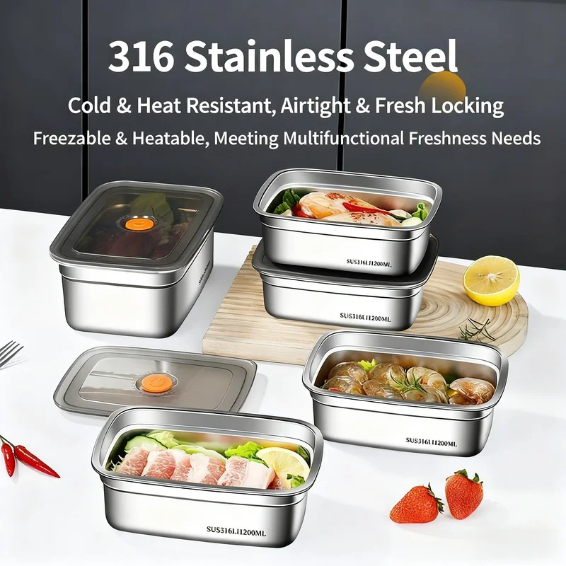 Food Storage Microwave Safe - Large Capacity Stainless Steel Leak Proof