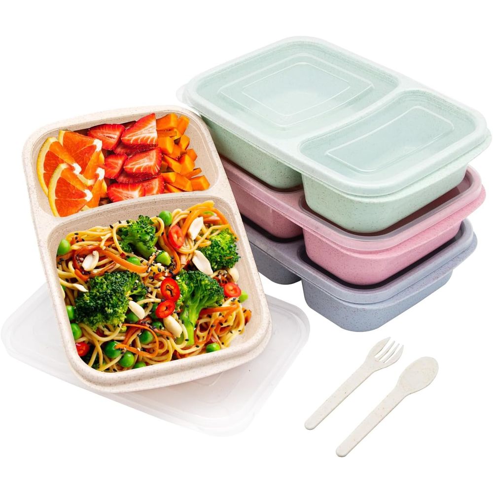 4 Pack Bento Lunch Box, 2 Comp - Food Storage Microwave Safe review and price