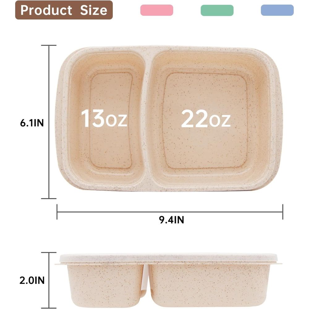 4 Pack Bento Lunch Box, 2 Comp - Food Storage Microwave Safe review and price