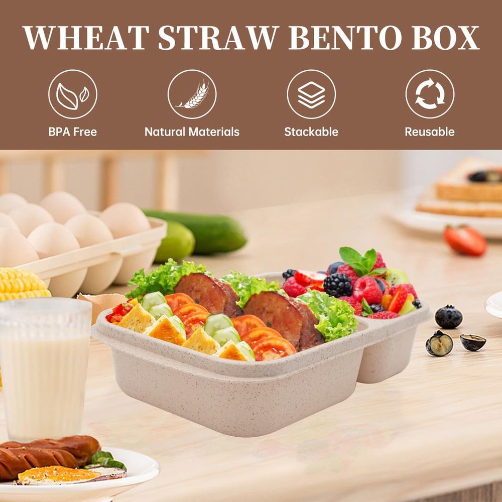 4 Pack Bento Lunch Box, 2 Comp - Food Storage Microwave Safe review and price