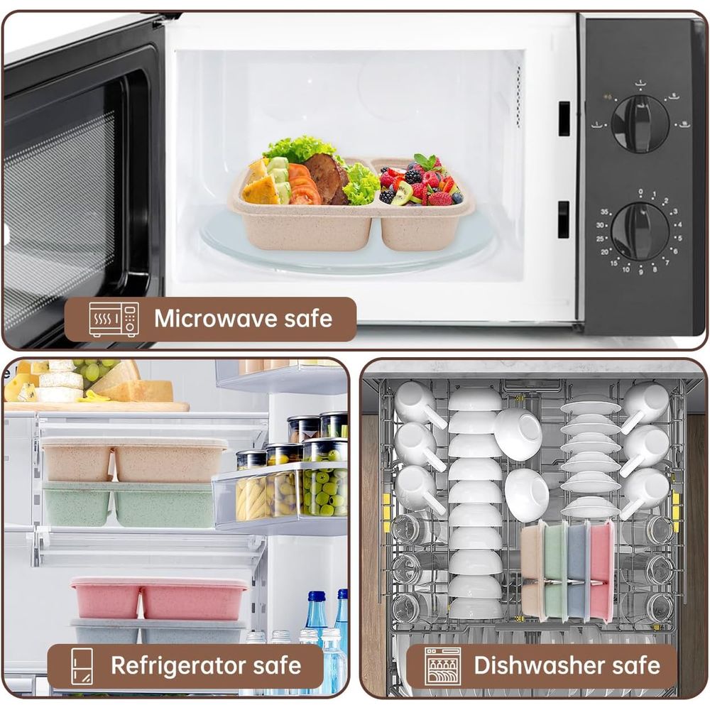 4 Pack Bento Lunch Box, 2 Comp - Food Storage Microwave Safe review and price