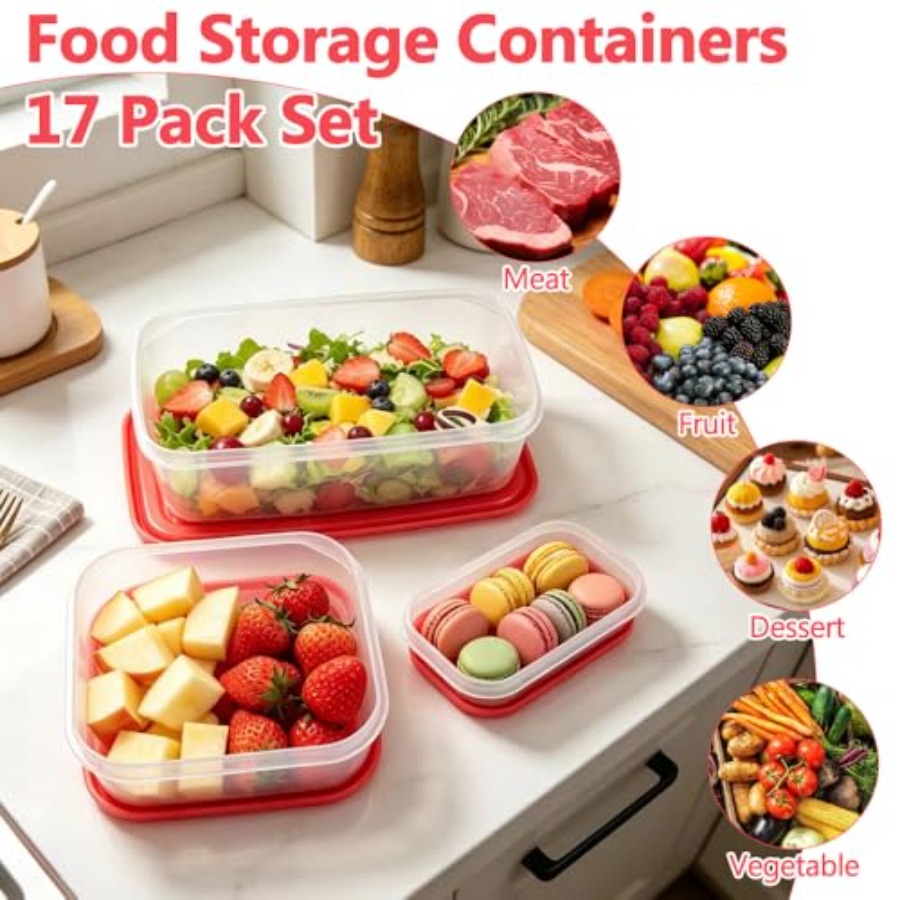 17Pcs Plastic Food Storage Set - Food Storage With Lids review and price