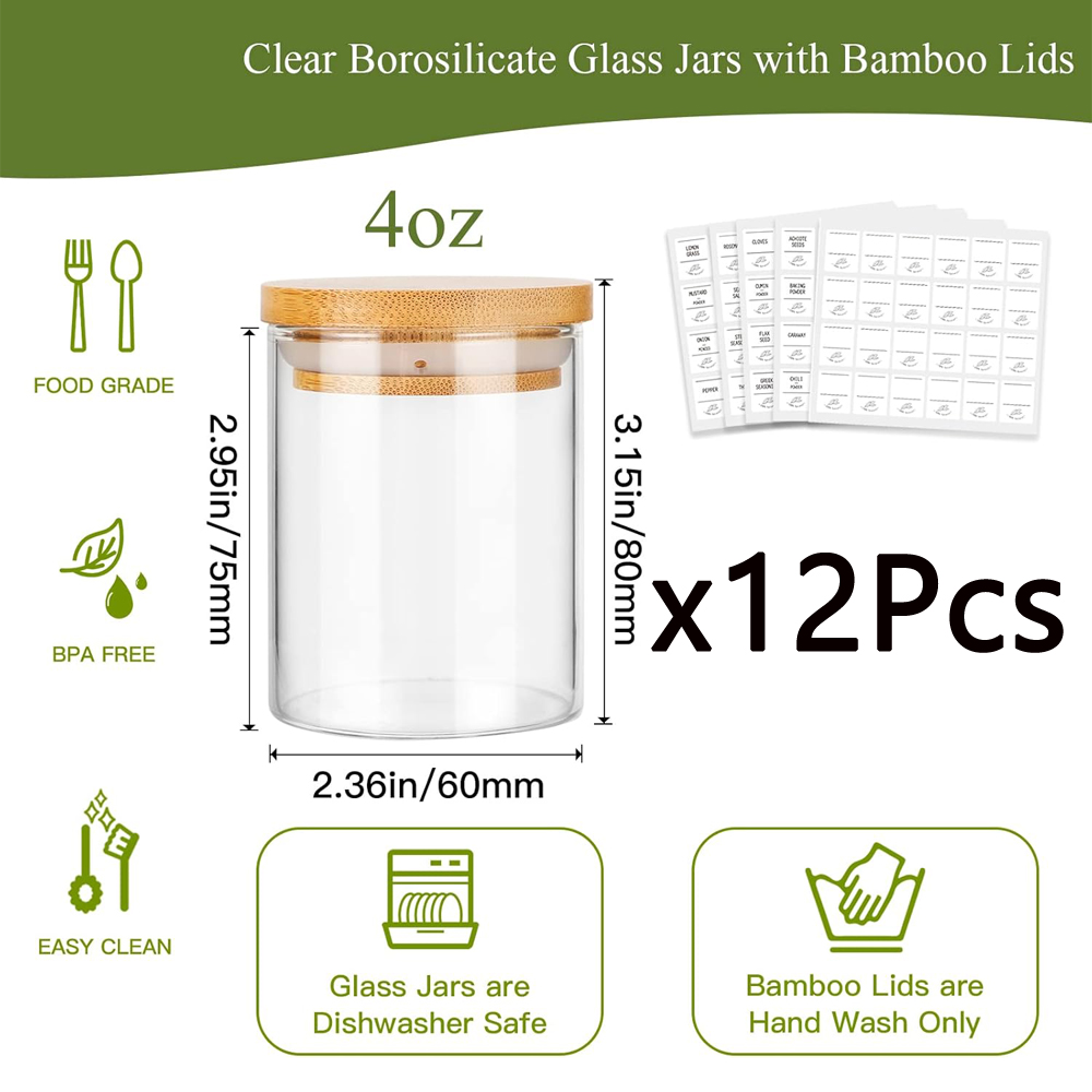 4oz Glass Spice Jars with Bamb - Food Storage Drums review and price