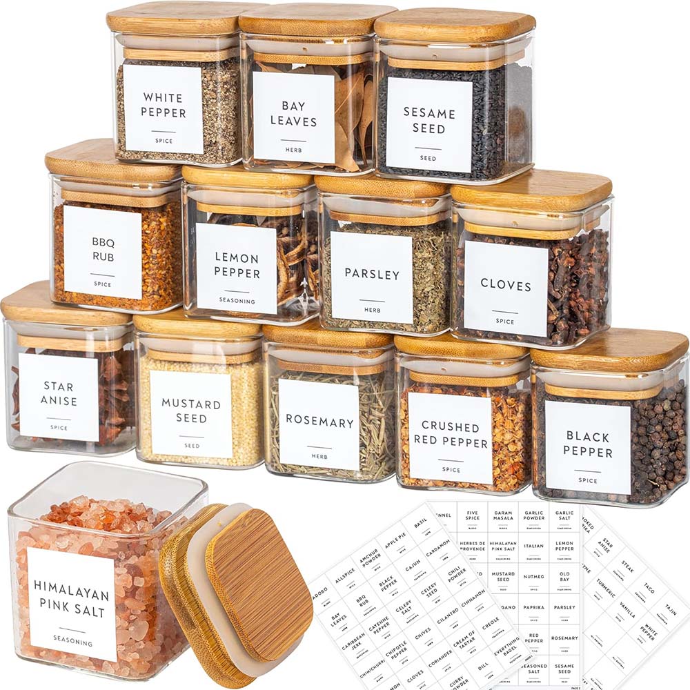 5oz Glass Jars Set with Spice  - Food Storage Jar Labels review and price