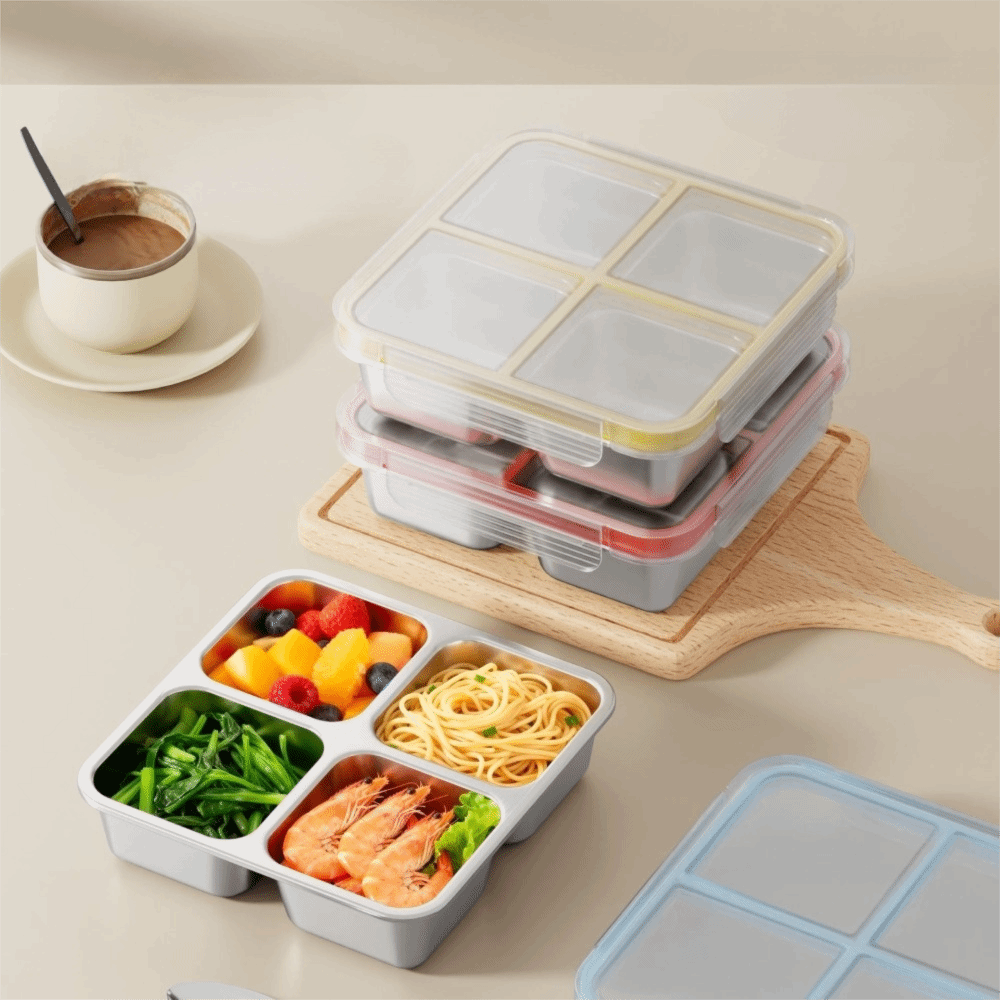 Easy To Clean Square 4 Grid Lu - Food Storage Microwave Safe review and price
