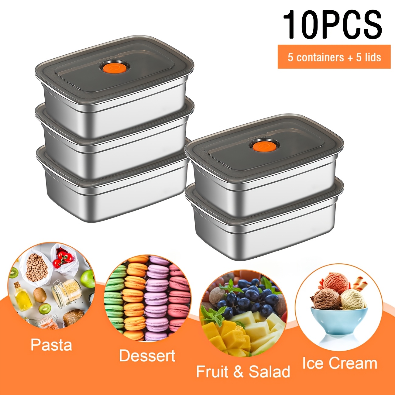 10-Piece Stainless Steel Food  - Food Storage Microwave Safe review and price