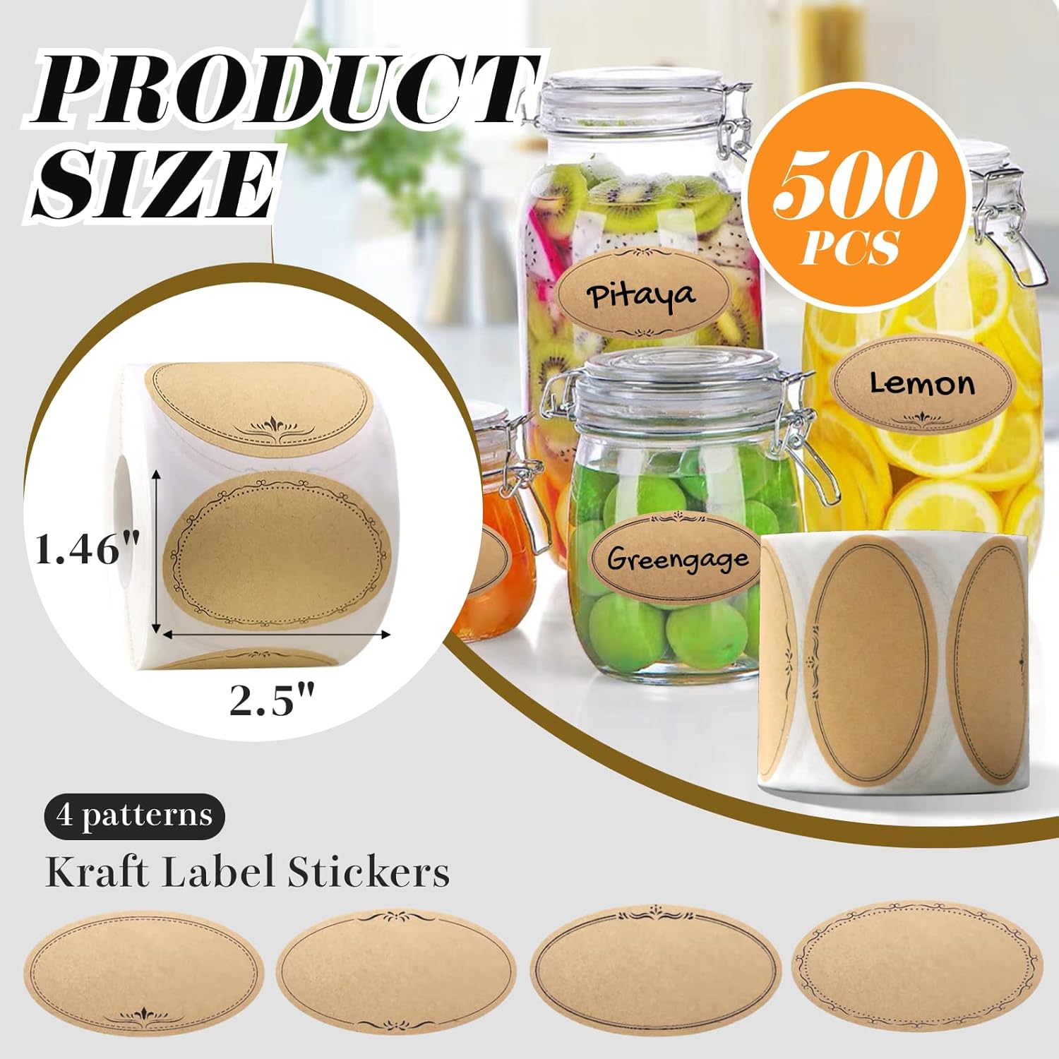 500 Pcs Mason Jar Labels 2.5 I - Food Storage Jar Labels review and price