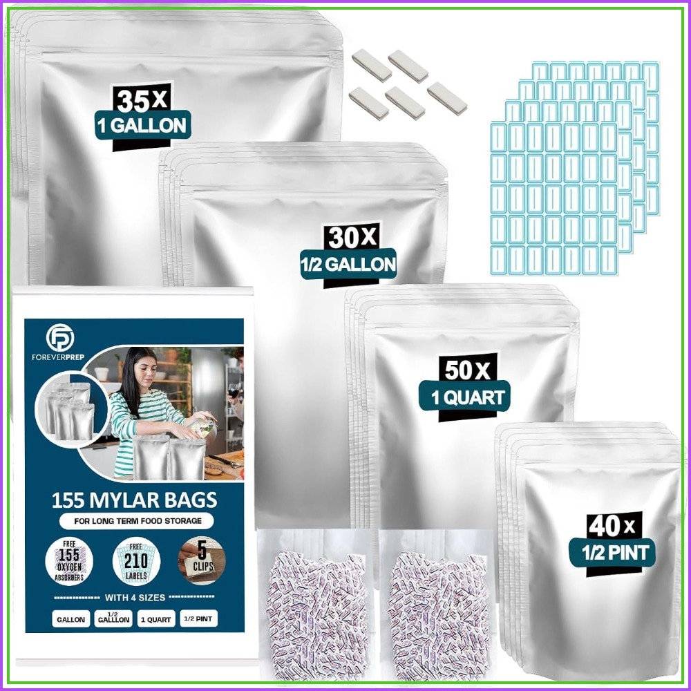 155 Mylar Bags with 155 Oxygen - Food Storage For Long Term review and price