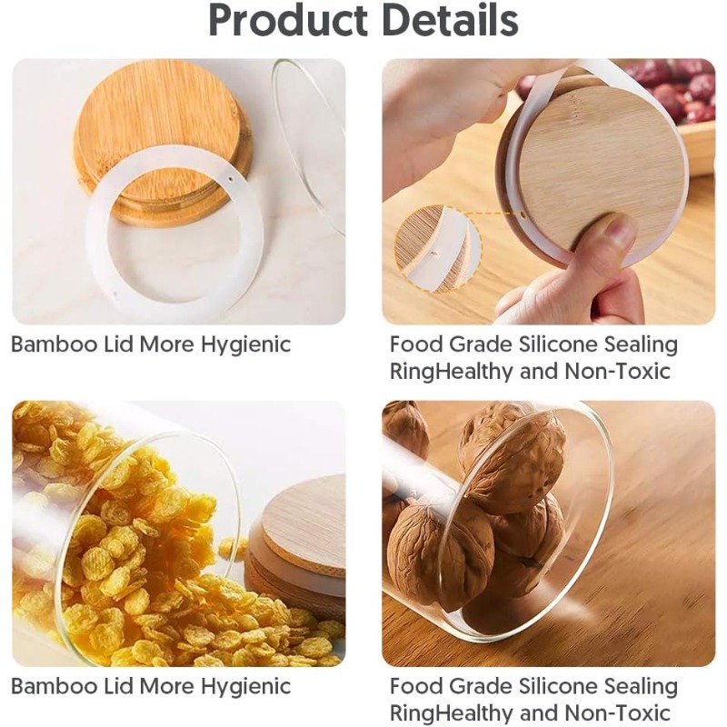 12 Glass Jars Set with Bamboo  - Food Storage Jar Labels review and price