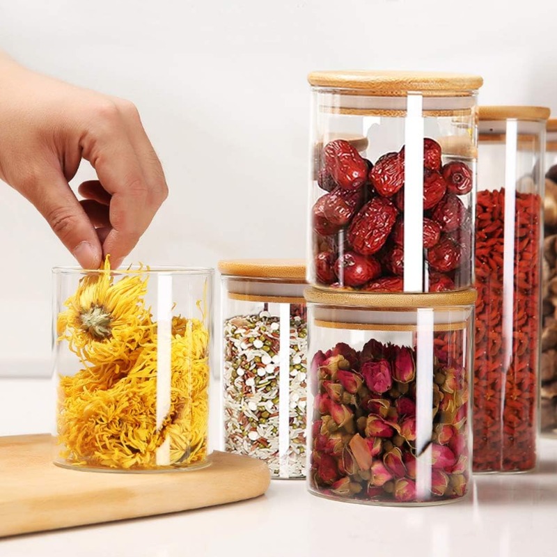12 Glass Jars Set with Bamboo  - Food Storage Jar Labels review and price