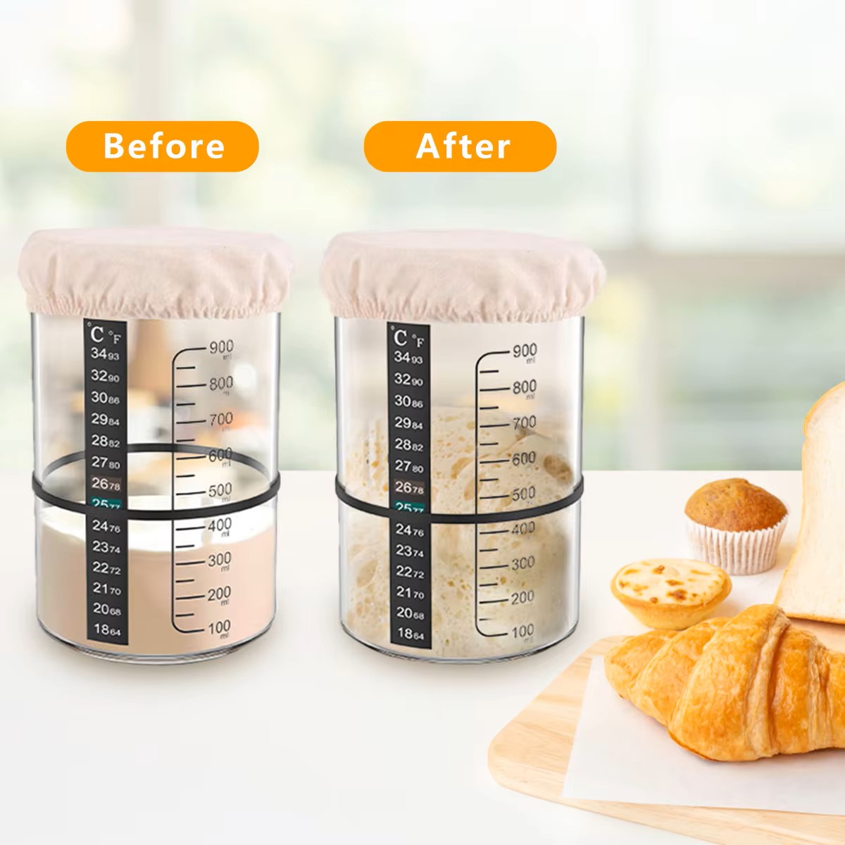 1500/900ml Sourdough Starter J - Food Storage Glass Box review and price