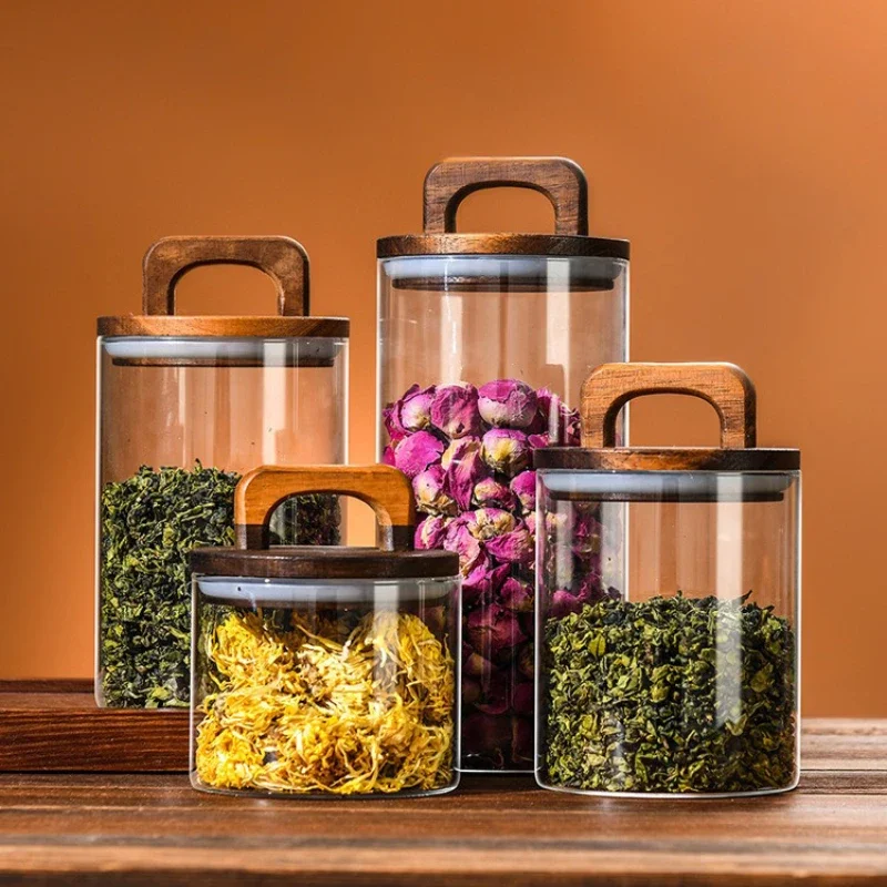 Clear Glass Jar with Bamboo Li - Food Storage Glass Box review and price