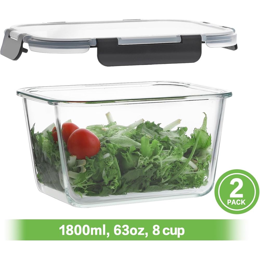 4-Piece 63oz Glass Food Storag - Food Storage Microwave Safe review and price
