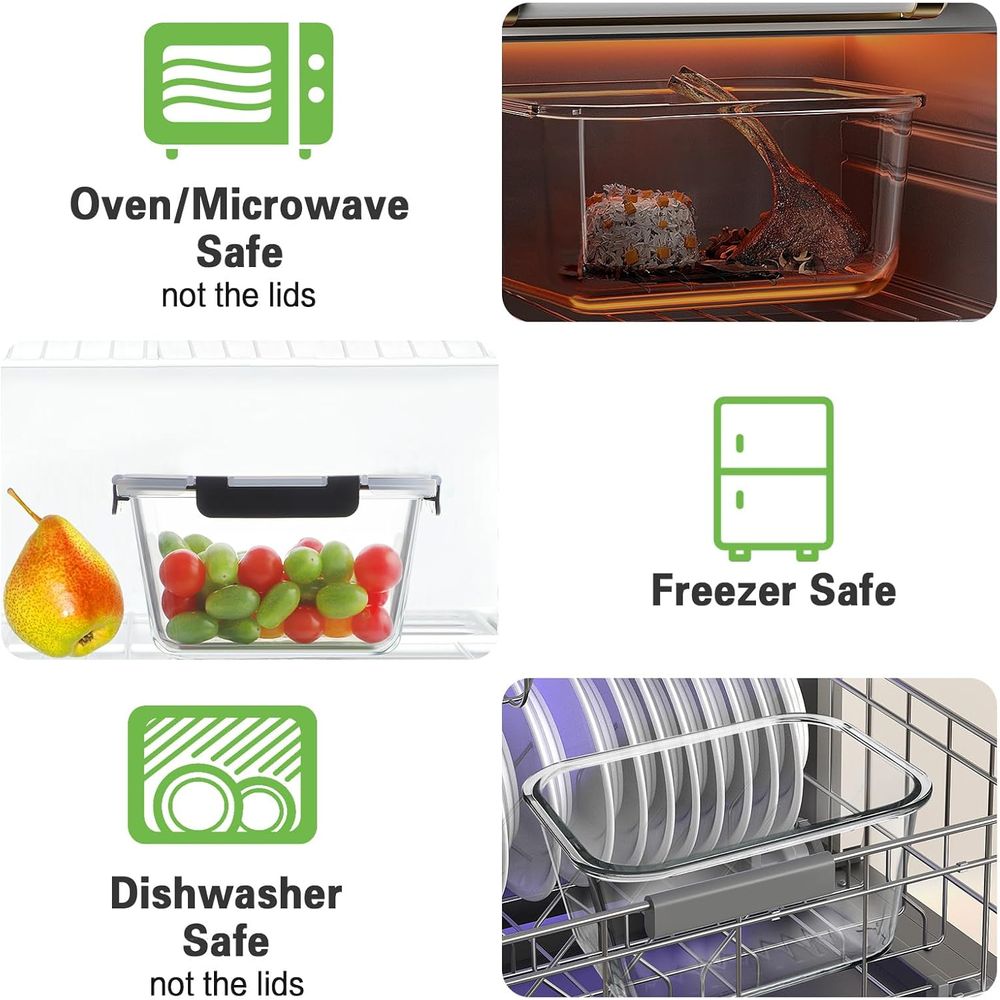 4-Piece 63oz Glass Food Storag - Food Storage Microwave Safe review and price