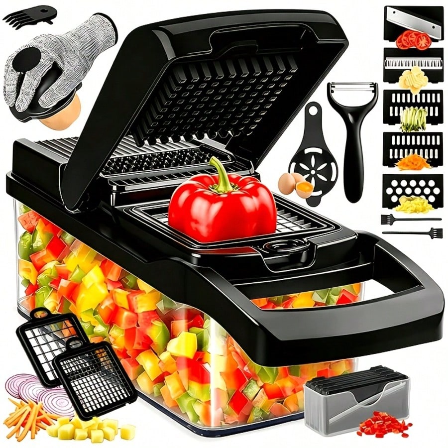 [Black Vegetable Slicer] 16-In - Food Storage Stainless Steel Containers review and price