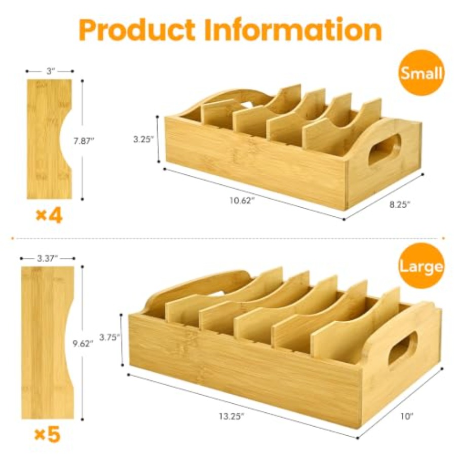 2 Pack Bamboo Lid Organizer, 1 - Food Storage With Lids review and price