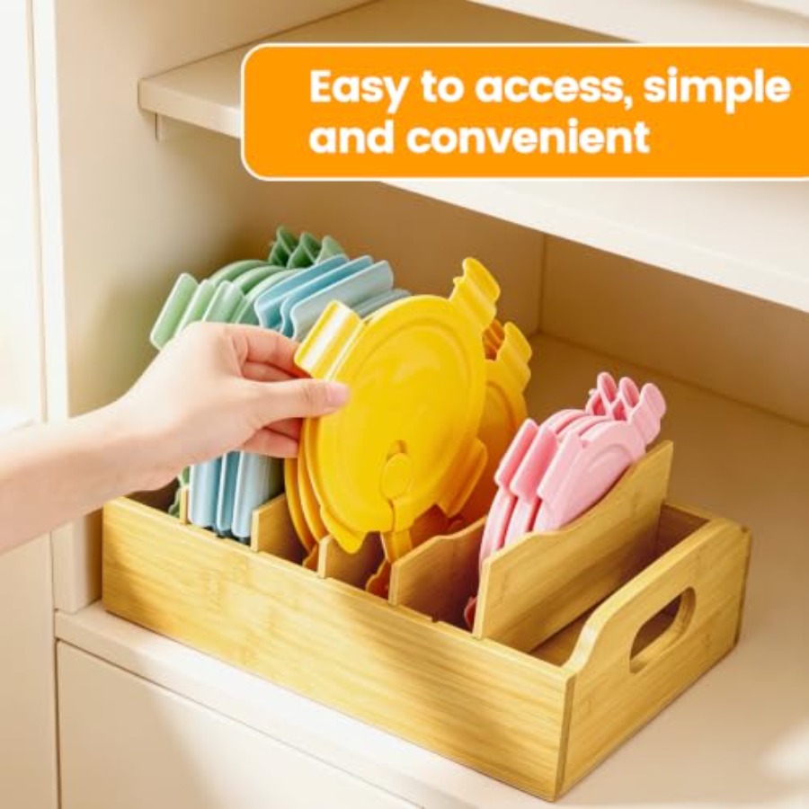 2 Pack Bamboo Lid Organizer, 1 - Food Storage With Lids review and price