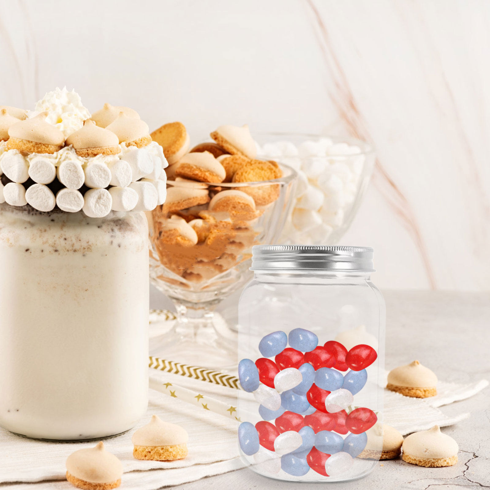 4Pcs Clear Plastic Mason Jars  - Food Storage With Lids review and price